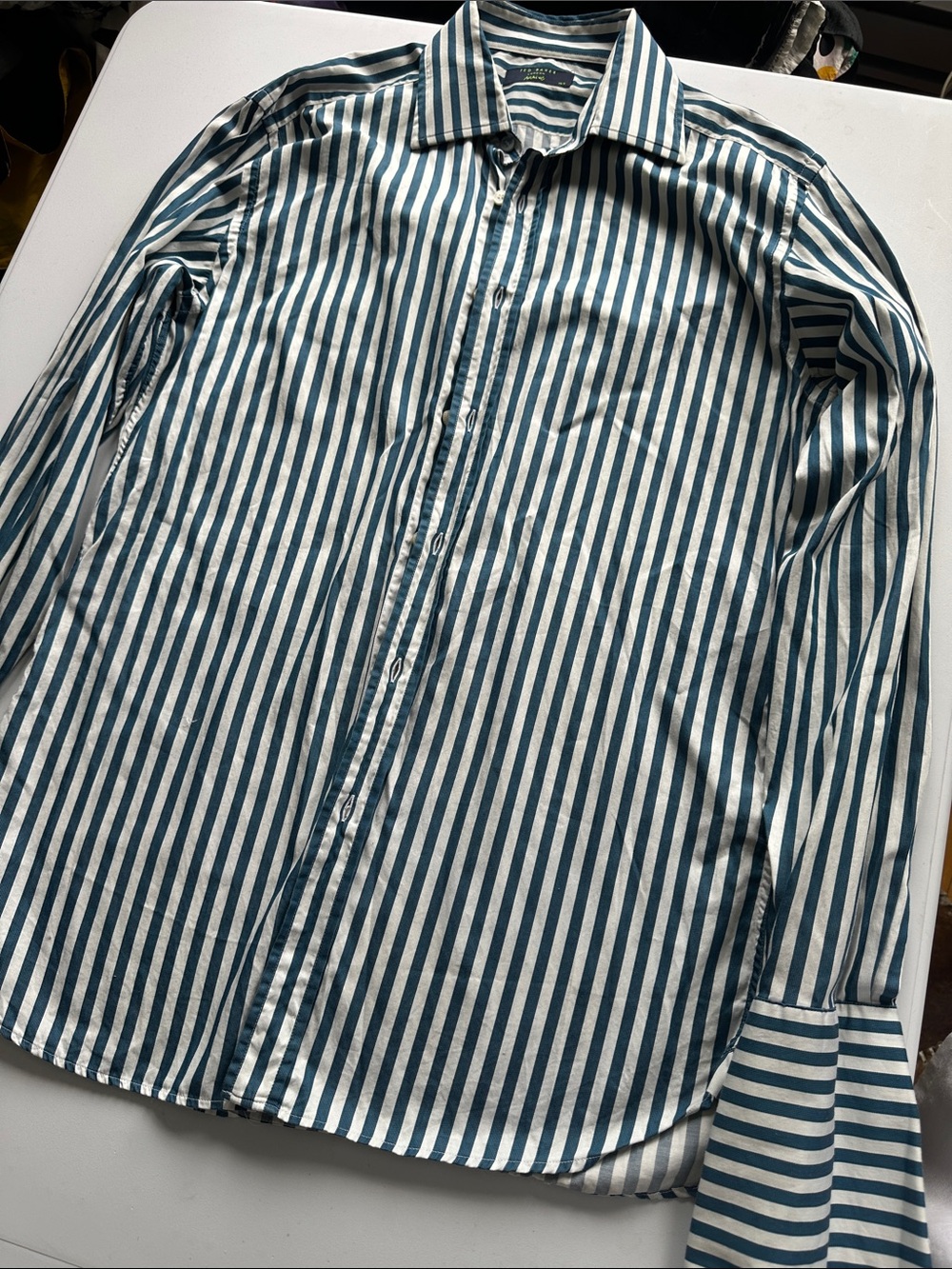 Ted Baker Blue & White Vertical Stripe Button-Up Shirt